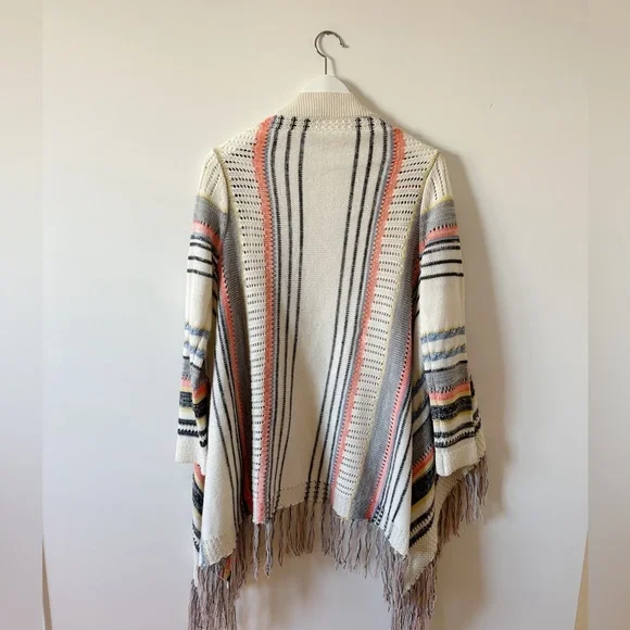Full tilt southwest striped open sweater knit tribal boho fringe size M - Picture 7 of 7